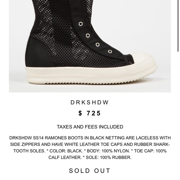 DRKSHDW Mesh Ramones Boots - Picture 2 of 9